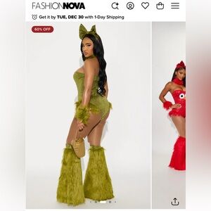 Green Furry Cranky Creature Oscar the Grouch Costume Set